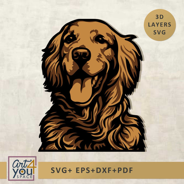 Golden Retriever Multilayer Memorial 3D Svg
