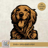 Golden Retriever Multilayer Memorial 3D Svg