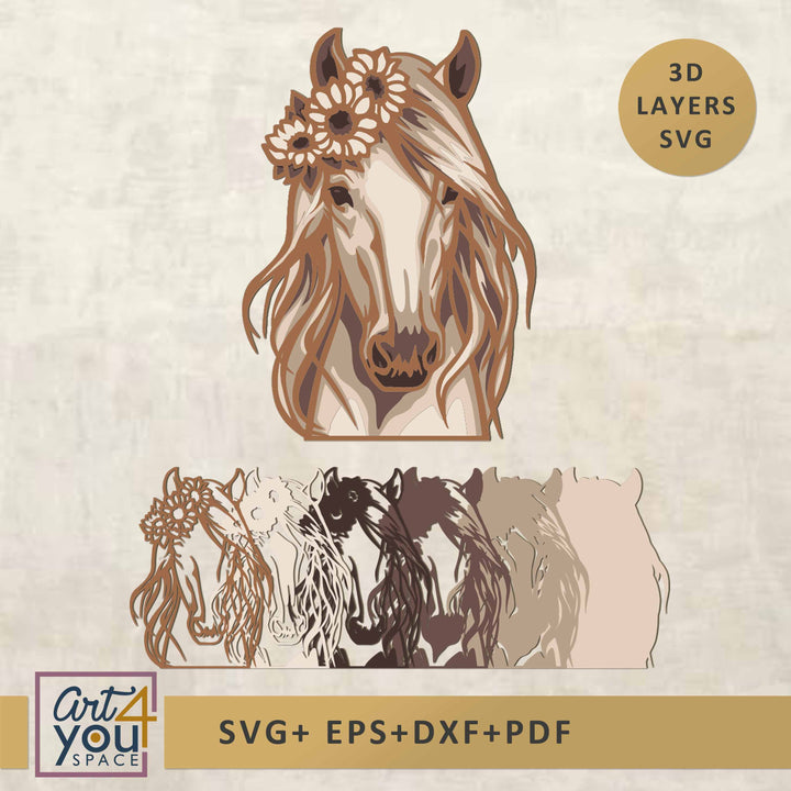 Horse 3D layers SVG file