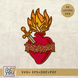 Illustration of a heart with a sword