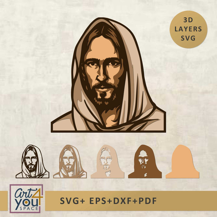Jesus Multilayer File 3D Layers SVG