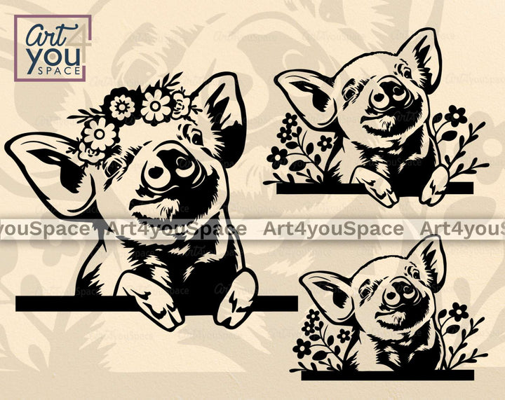 Pigs Svg flower