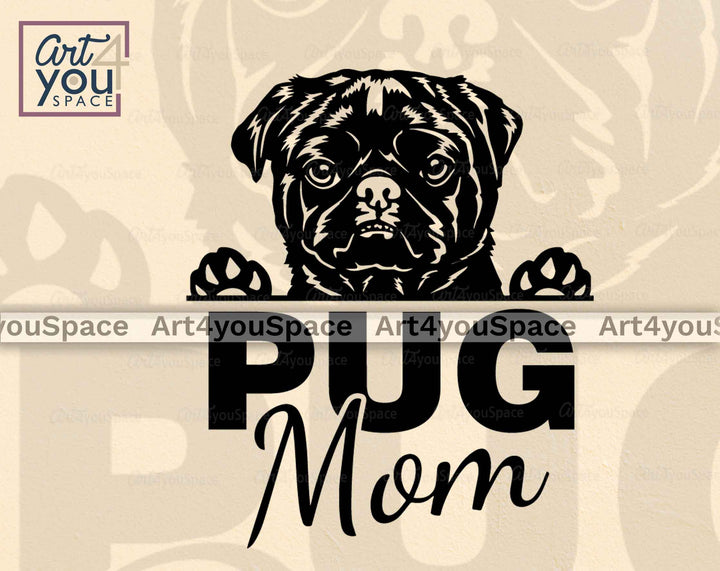 pug mom svg