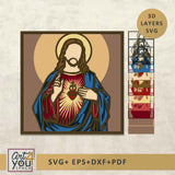 Sacred heart design with 3D layers SVG