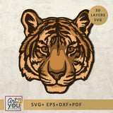 Tiger head design with 3D Layers SVG