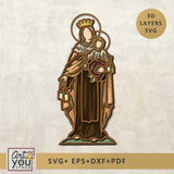Virgen del Carmen Layered SVG i3D shadow box