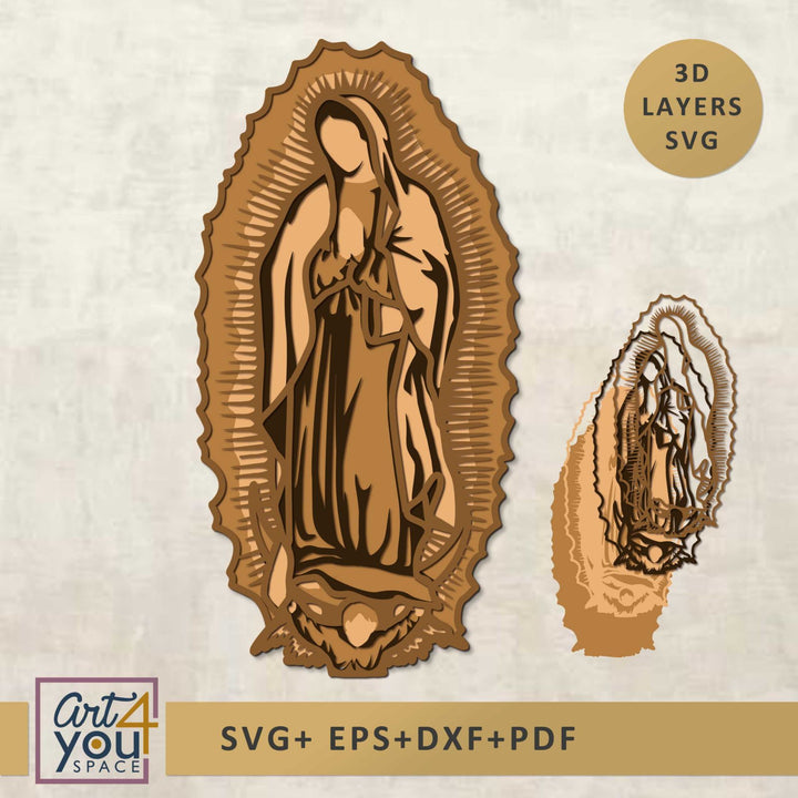Virgin Mary 3D Multilayered SVG
