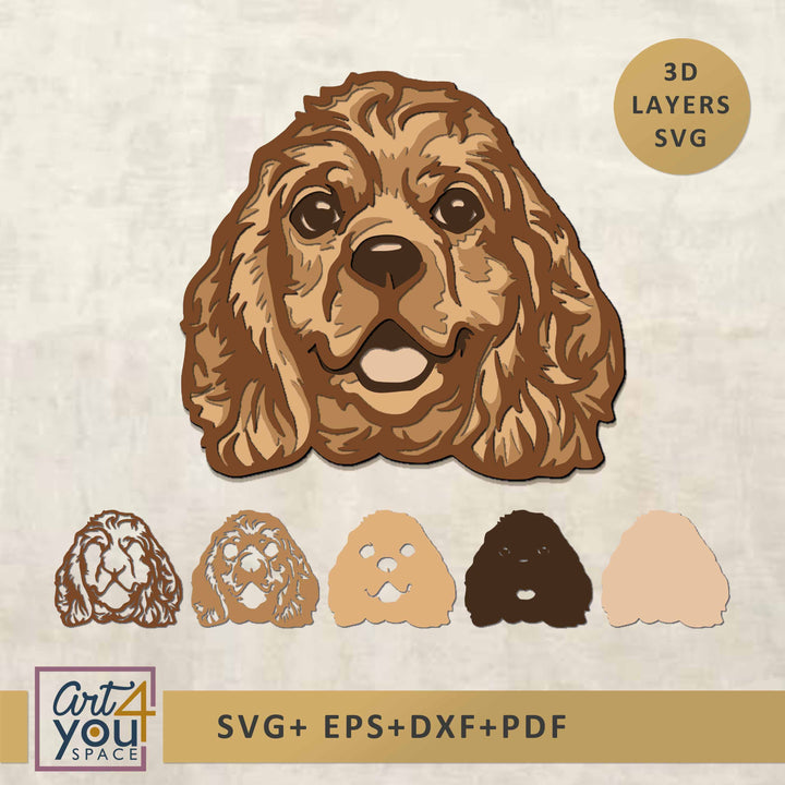 American Cocker Spaniel, Multilayer Dog SVG