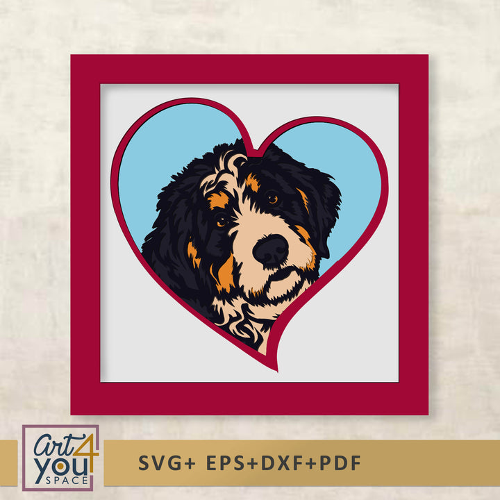 bernedoodle 3d shadow box design