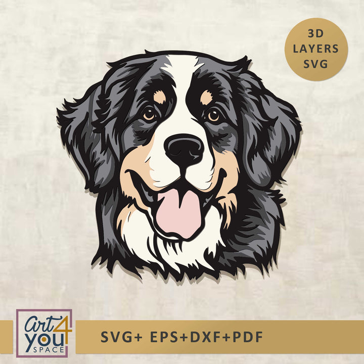bernese mountine dog 3d svg