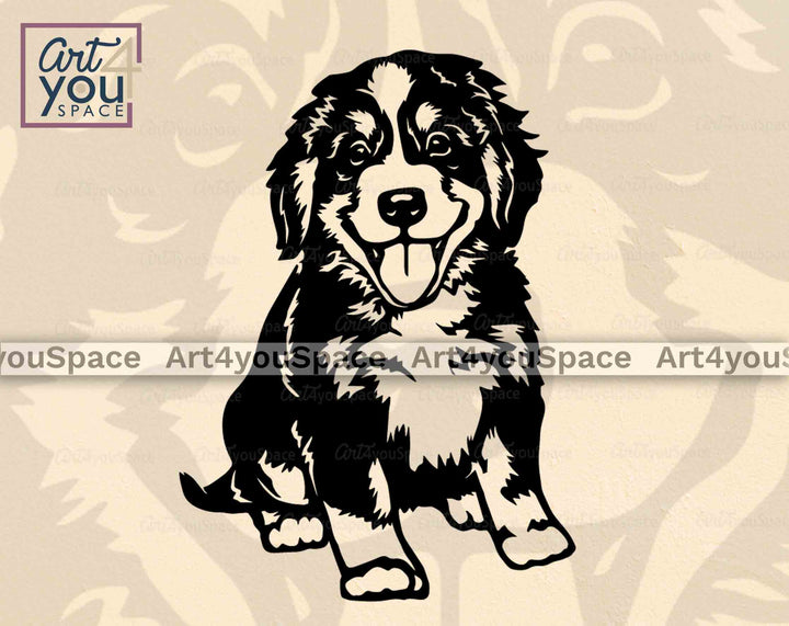 Bernese Mountain Puppy sitting laser cut svg file