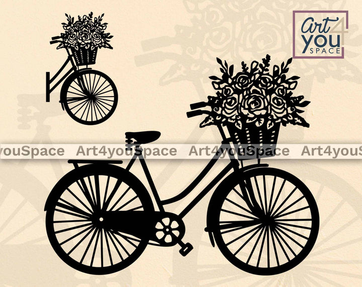 bicycles with flowers svg