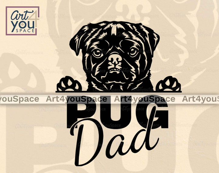 black pug dad svg