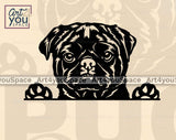 black pug peeking svg