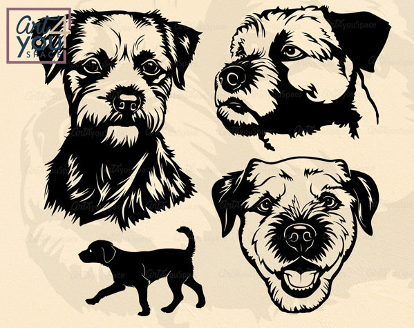  Border Terrier Face Head svg