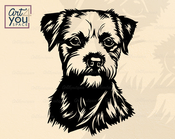 border terrier dog portrait svg file