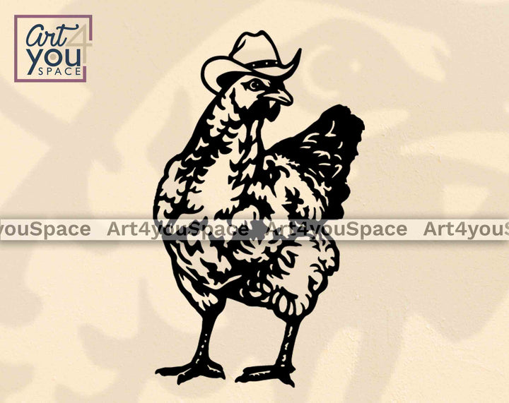 chicken cowboy hat svg