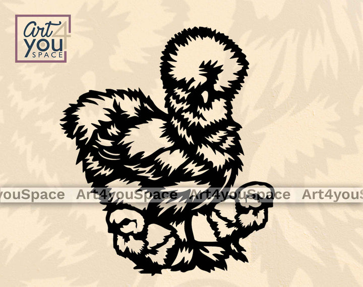 silkie chicken with chicks svg