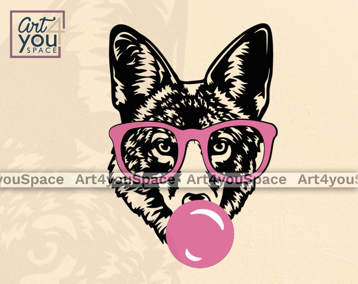 coyote with glasses and bubble gum 