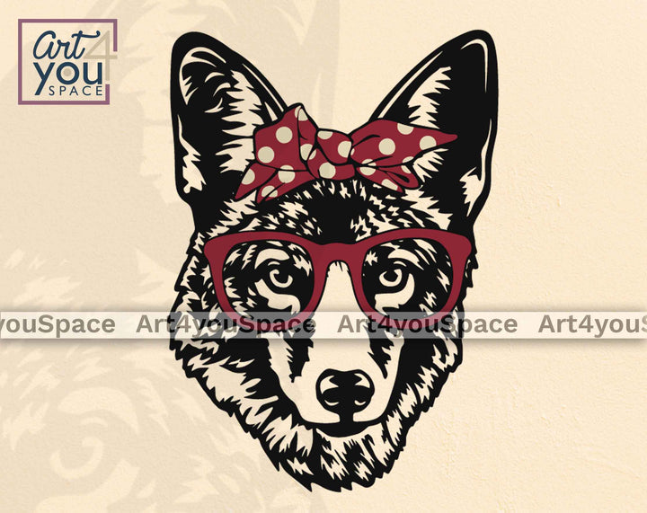coyote with bandana and glasses svg