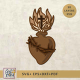 design of a heart with a cross