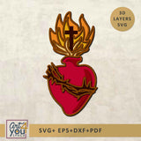 design of a heart with wings and cross