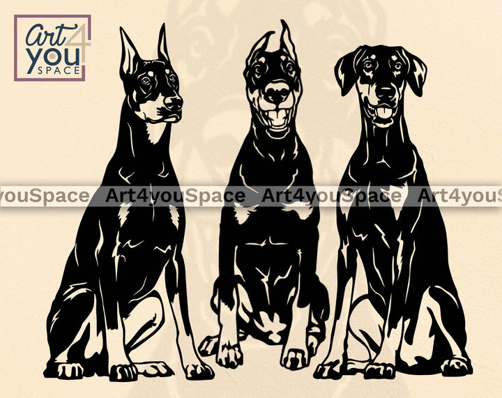 Doberman Pinscher sitting svg