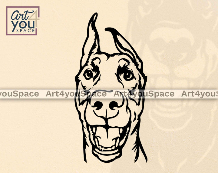Doberman Pinscher funny face with cropped ears svg