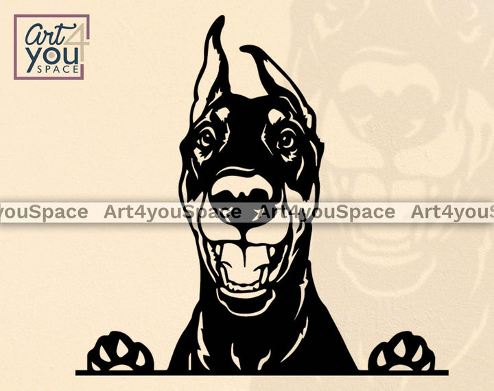 Doberman Pinscher peeking pose Svg cut file