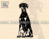 natural Doberman Pinscher sitting pose svg