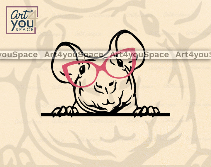 Hairless Guinea Pig with glasses SVG