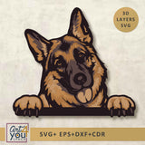 German Shepherd Svg, Multilayered Dog SVG, Plywood