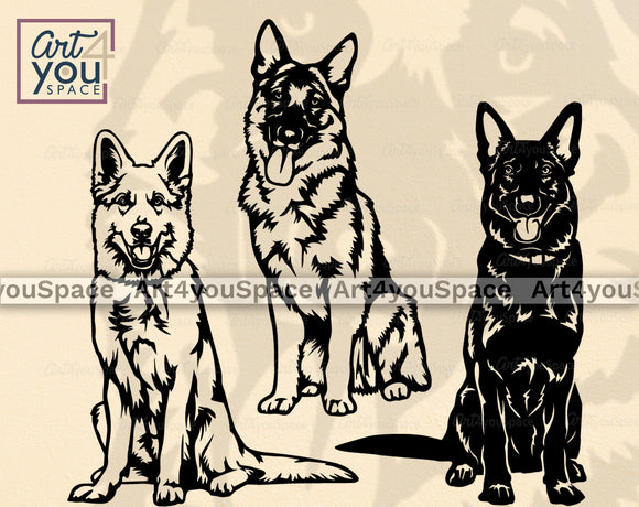 German shepherd dog sitting pose svg