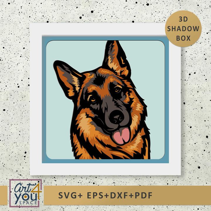 german shepherd shadow box