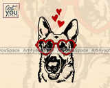 cute German Shepherd dog valentine Day SVG file