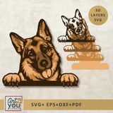 3D layered SVG of a German Shepherd