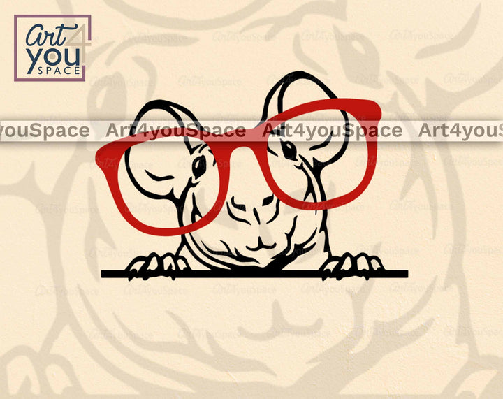 funny skinny Guinea Pig with glasses  SVG