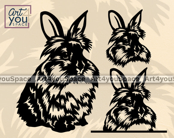 Lion Head rabbit svg set for laser