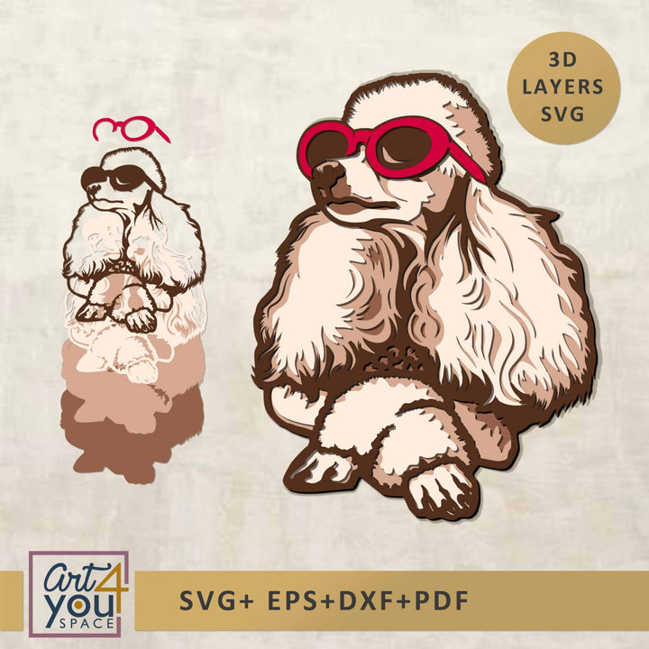 poodle sunglasses with 3D layers SVG 