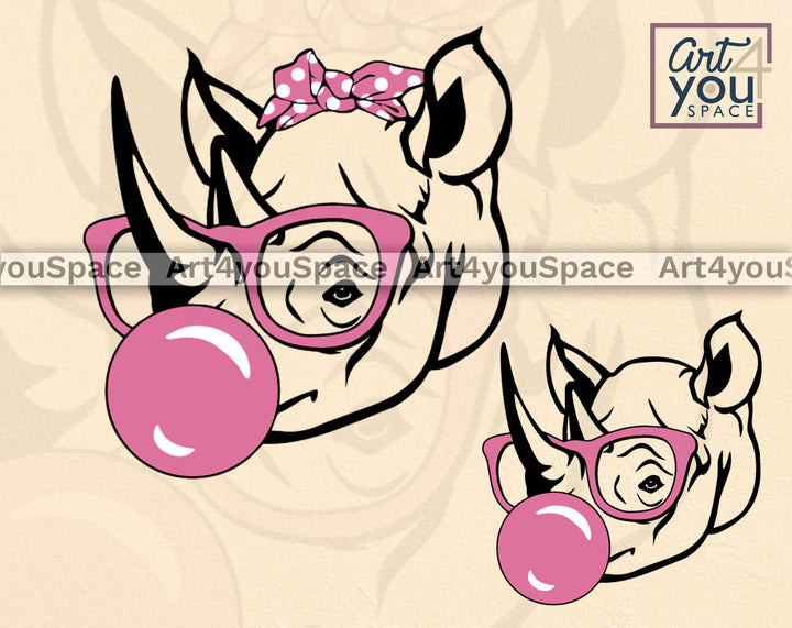 Rhino bandana glasses bublbe gum SVG