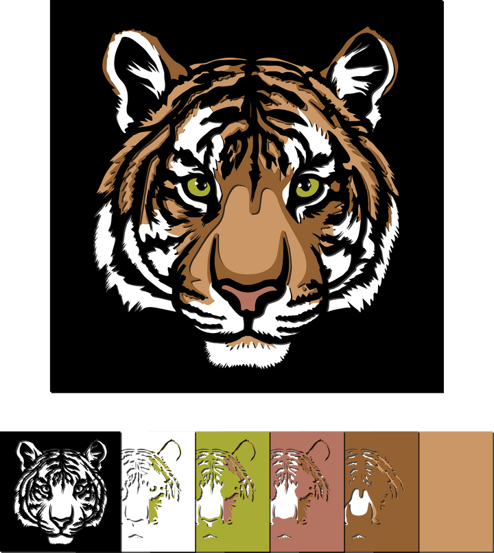 shadow box tiger 3d svg