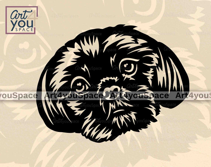 Black Shih Tzu Face Clipart