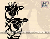 funny sheep with sunglasses and headband black and white digital download svg file