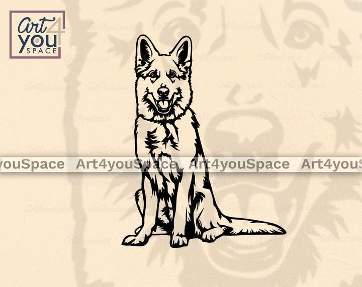 white German shepherd sitting svg