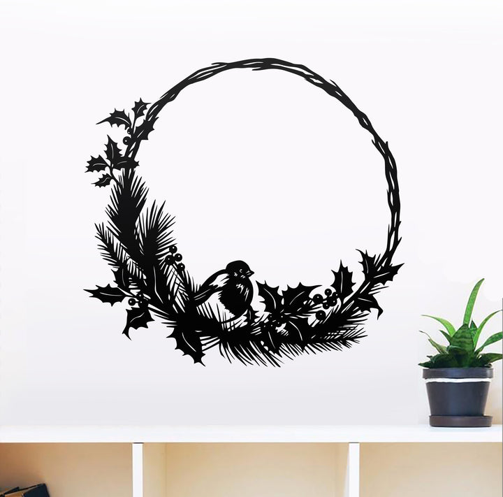 Christmas Wreath With Bird Clipart