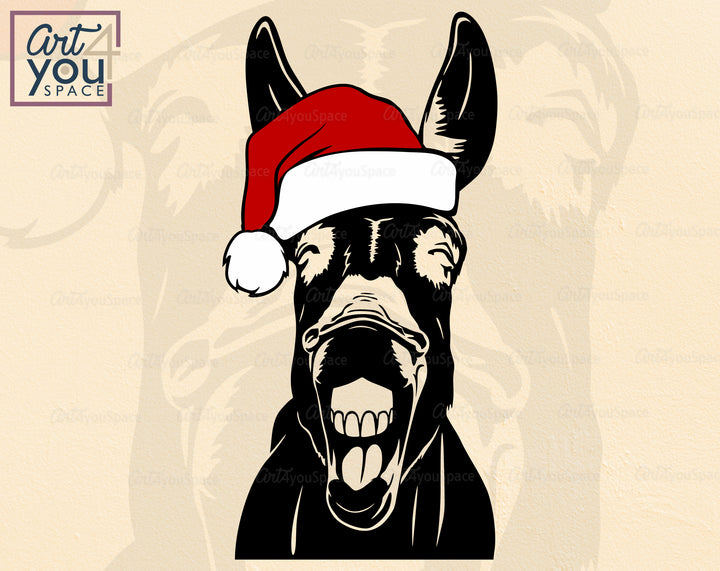 donkey christmas svg