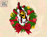 Chicken With Christmas Wreath SVG