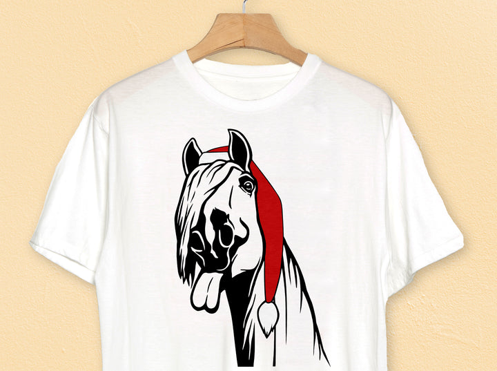horse with Santa hat svg