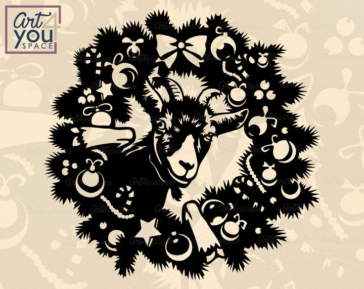 Goat With Christmas Wreath PNG