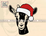 goat head with santa hat svg dxf png files